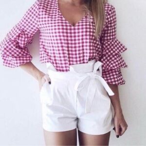 Zara Basic Pink Gingham Top